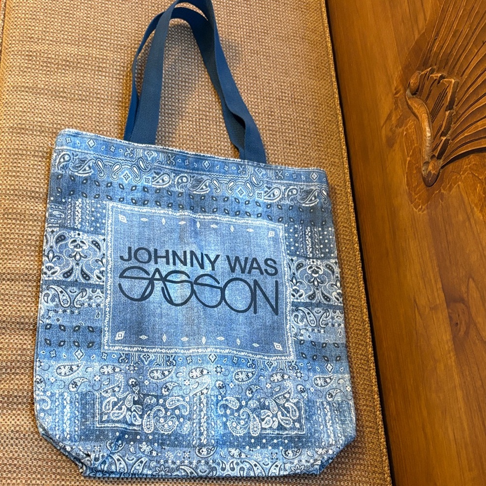 Johnny Was Blue Denim Paisley Tote